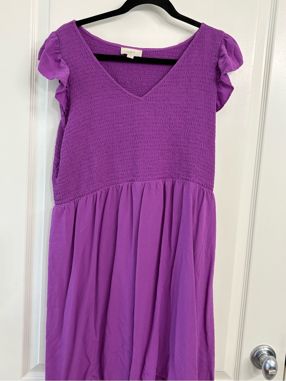 Darling LOFT V-Neck Flutter Sleeve Purple Dress